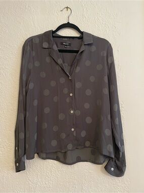 Madewell Jacquard Dot Shirt L Green